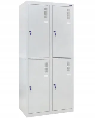 Zdjęcie produktu dla UHL-MASH Szafa Metalowa Ubraniowa SOM-400/2-4 180x80x50cm 4-drzwiowa Socjalna BHP Pracownicza Szkolna Do szatni Klucz Otwory wentylacyjne Szara
