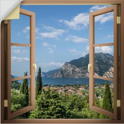 Produktbild von ARTland Wandbild, selbstklebend Wundervoller Blick über den Gardasee Größe: 100x100 cm