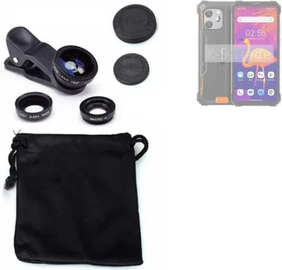 Produktbild von K-S-Trade Smartphone Kamera Linsen Set Kompatibel mit Blackview BV8900 3in1 Clip-On Kamera Adapter Macro Weitwinkel FishEye Fischauge Objektiv Linse