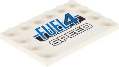 Produktbild von 1x Lego Fliese modifiziert 4x6 weiß Sticker Fuel 4 Speed schwarz blau 6180pb105