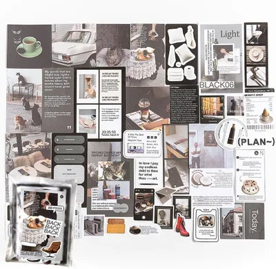 Image de Lot de 200 autocollants en papier, style vintage, pour scrapbooking et art journal