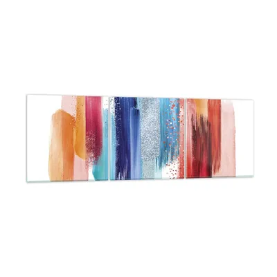 Produktbild von Bilder auf glas - 3 Teile - Abstraktion Farben Gürtel - 150x50cm - Glasbilder - Wandbilder - Bilder - zum Aufhängen bereit - Wanddekoration aus Glas - Glas Bilder - Wandbild auf Glas - GCA150x50-4330