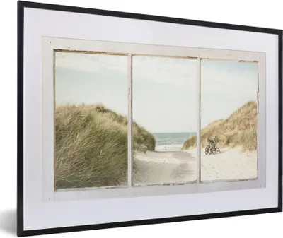 Produktbild von MuchoWow® Gerahmtes Poster Aussicht - Strand - Meer 60x40 cm - Poster mit Schwarzem Bilderrahmen Wandposter Rahmen Foto Bilder - Schlafzimmer - Plakat in Rahmen - Drucken