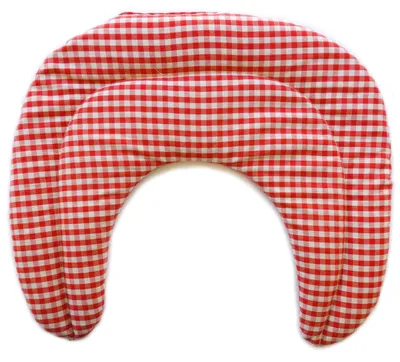 Produktbild von Rapssamen Nackenhörnchen mit Kammern rot-weiß - Rapssamenkissen - Nackenkissen - Wärmekissen für Nacken