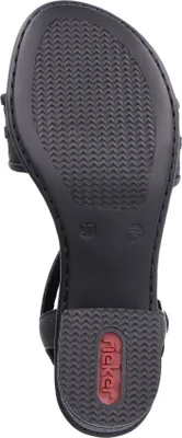 Produktbild von Rieker Damen Sandale Sandalette Schnalle Glitzer Blockabsatz 64653, Größe:38 EU, Farbe:Schwarz