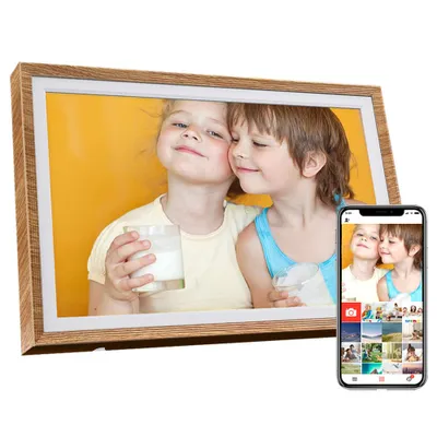 Produktbild von Fine Life Pro Elektronischer Fotorahmen 10,1 " Digitaler Bilderrahmen, 32 GB, Touchscreen WLAN mit Automatische Drehung Photo Video Teilen, natürlich