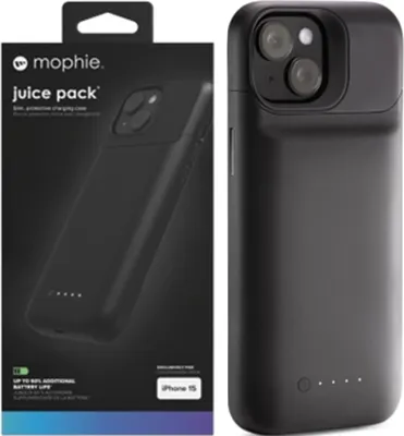 Produktbild von Mophie Juice Pack Hülle Für Iphone 15 Mit Integrierter 2400 Mah Powerbank - Schwarz