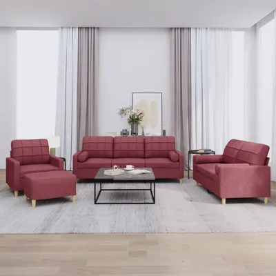 Produktbild von Maison Exclusive - 4-tlg. Sofagarnitur mit Kissen Weinrot Stoff