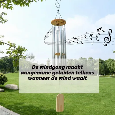 Windspiel aus Metallrohren, 65 cm, mit S-Haken für Garten & Balkon