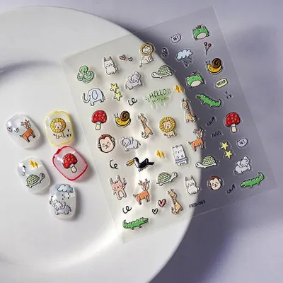 Produktbild von 3D Nagelaufkleber Selbstklebend Konvexe Muster CARTOON TIERE