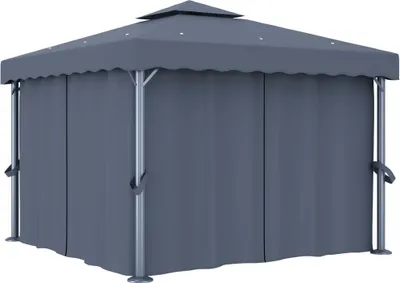 Produktbild von Pavillon mit Vorhang 3x3 m Anthrazit Aluminium