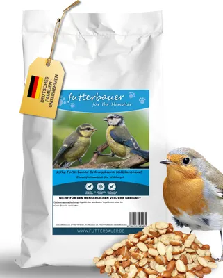 Produktbild von Futterbauer Erdnüsse teilblanchiert 25 kg,  Ambrosia-kontrolliertes Vogelfutter, für Wildvögel, Energiereiches Streufutter