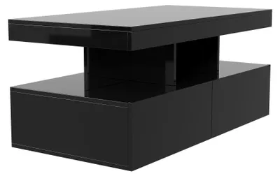 Image de Table basse pour salon - Table basse rectangulaire - Design moderne - Rangement avec 2 tiroirs - Bois - 104x53x46 cm - Noir