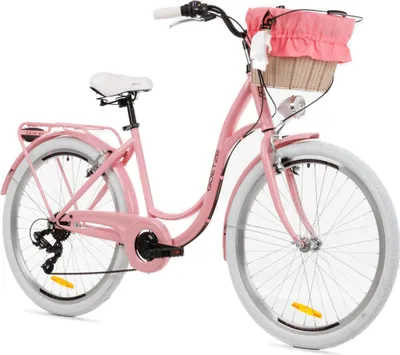 Produktbild von Goetze Mood 26 Zoll City Bike, 17 Zoll Tiefeinsteiger, 6-Gang Shimano Tourney, V-Bremse, LED-Beleuchtung, Gepäckträger, Korb mit Bezug