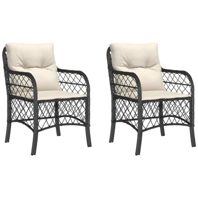Produktbild von vidaXL Gartenstühle mit Kissen 2 Stk. Schwarz Poly Rattan