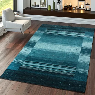 Produktbild von TT Home Teppich Indischer Gabbeh Handgefertigt Modern Wolle Meliert Bordüre In Grün Größe 240x340 cm