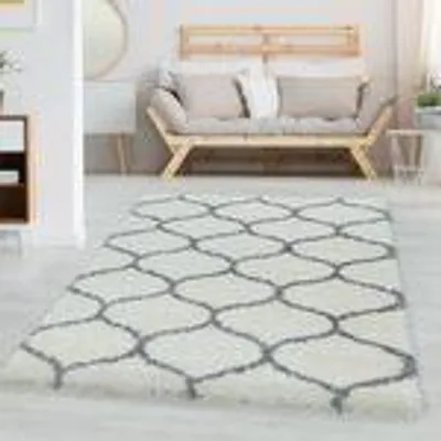 Zdjęcie produktu dla Designteppich im trendigen Rautenmuster - ideal für Wohnzimmer und Schlafzimmer, Rozmiar: 80 x 250 cm, Kolor: Kremowy