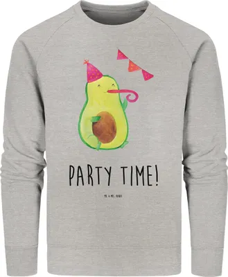 Produktbild von Mr. & Mrs. Panda Bio Pullover Avocado Party Zeit Größe XXL - Heather Grey - Geschenk, Sweater, Genießen, Schulabschluss, Geburtstag, Pulli, Sweatshirt, Happy Birthday