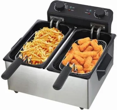 Image de Friteuse double - Machine à frire double - Fabricant de friteuses doubles - 3300 W - 2 cuves de 3 litres
