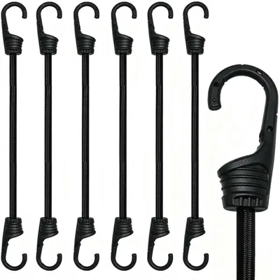 Produktbild von Spanngummi mit Haken 30cm – 10er-Pack, robust, Kunststoffummantelte Haken