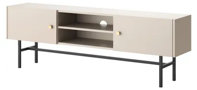Produktbild von Selsey Divenos - TV-Lowboard Greige mit schwarzen Metallbeinen, 155 cm