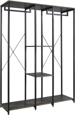 Productafbeelding van Happyment Open Kledingrek Luxe – Met opbergvakken – Wit – Schoenenrek & kledingrek – Kledingkast – Metaal – 120 x 40 x 167 cm