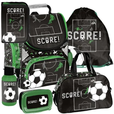 Produktbild von Schulranzen 6-tlg. Set für Mädchen & Jungen FUßBALL SCORE – Paso Ranzen, Mäppchen, Tasche, Flasche, Frühstückstasche