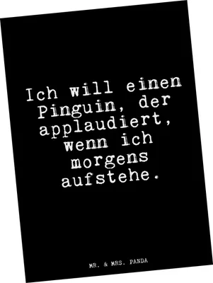 Produktbild von Mr. & Mrs. Panda Postkarte Ich will einen Pinguin,... - Schwarz - Geschenk, Ansichtskarte, Freundin, Applaus, Ansichtskarten, Morgenmuffel, Grußkarte, Frühaufsteher
