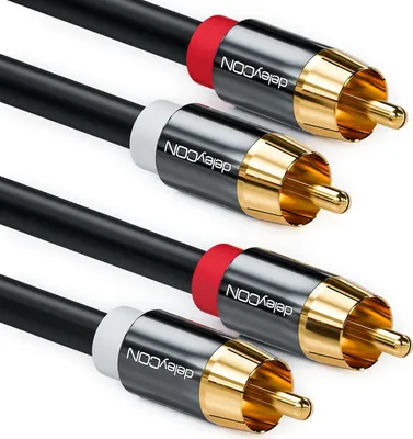 Produktbild von deleyCON HQ Cinch Kabel [2m] - 2x RCA Cinch Stecker zu 2x RCA Cinch Stecker