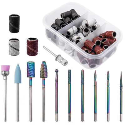 Immagine prodotto di Punte abrasive per fresa elettrica, 75 pezzi, in carburo di tungsteno, diametro 3/32 di pollice, grana 80/120/180, per manicure e pedicure