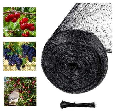 Produktbild von Vogelschutznetz 4x6m, Teichnetz mit 20 Kabelbindern, Pflanzenschutznetz für Balkon und Garten (Schwarz)