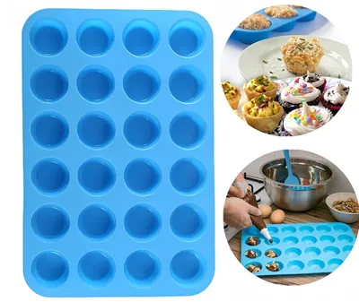 Image de Moule en silicone pour mini muffins, capacité de 24 muffins