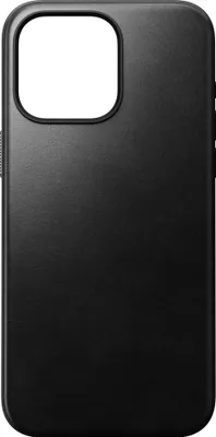 Image de Nomad Modern Horween cuir coque iPhone 15 Pro Max – Développe une patine robuste avec le temps – Double points d'attache pour dragonne – Compatible avec le chargement MagSafe et sans fil - Noir