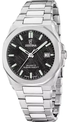 Zdjęcie produktu dla Festina Zegarek z datownikiem Classic Steel Swiss Made Black