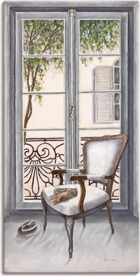 Produktbild von ARTland Leinwandbild Sessel vor einem Fenster Größe: 50x100 cm