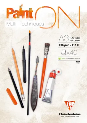 Produktbild von Clairefontaine Zeichenpapierblock "Paint'ON" DIN A3 40 Blatt