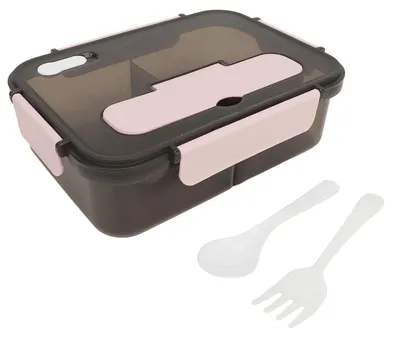 Image de Boîte-repas à 3 compartiments, étanche et adaptée au micro-ondes, en plastique, pour le bureau, l'école ou les pique-niques, rose, 1 500 ml