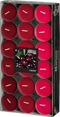 Gala Flavour Maxi Duftlichte Cherry – 12 Stück, Ø 58 Mm, 24 Mm Hoch, Bordeaux, Ca. 8h Brenndauer