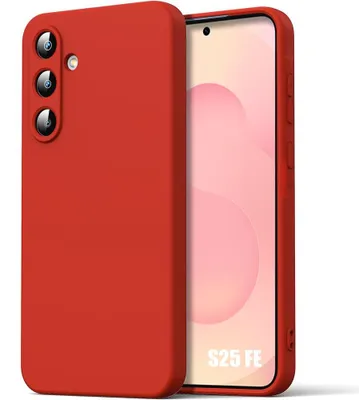 Image de Coque pour Samsung Galaxy S25 FE, Protection Silicone Liquide Ultra Slim Souple Effet Mat Rouge