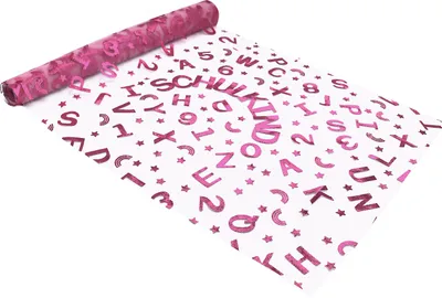 Produktbild von Oblique Unique Tischläufer Tischband für Schuleinführung mit Zuckertüten 123 ABC 290 cm x 29 cm Einschulung Deko Mädchen - rosa