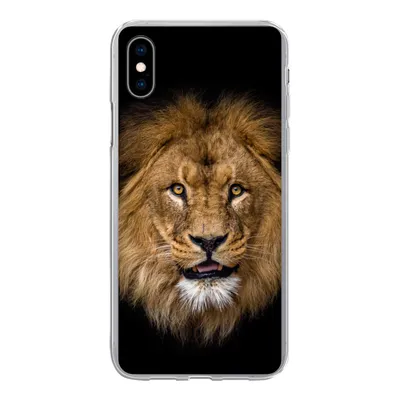Produktbild von MuchoWow® Handyhülle Schutzhülle Hülle für iPhone Xs Löwe - Porträt - Schwarz - Tiere Silikon Softcase Handy Hülle - Handytasche