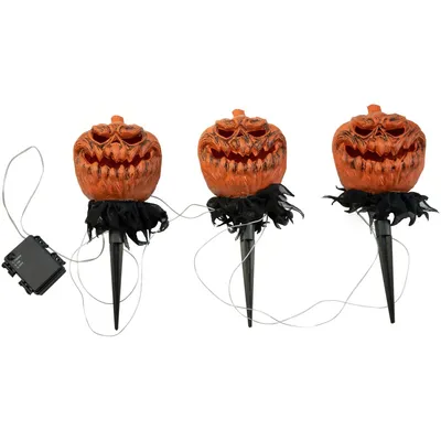 Obrázek produktu pro Europalms Halloween Kürbisse mit Erdspiess 3er-Set 39cm 83316121