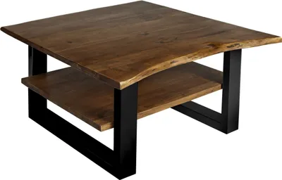 Produktbild von Couchtisch Baumkante 90 x 90 cm Akazie massiv + nussbaumfarben schwarz PATRICK