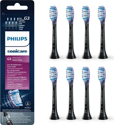 Produktbild von Philips G3 Premium Gum Care HX9058/33 Standard-Bürstenköpfe für Schallzahnbürste, 8 Stück(e), Schwarz, Weich, Philips