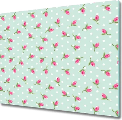 Produktbild von Glas Herdabdeckplatte 60x52 cm Spritzschutz Glasabdeckplatte Schneidebrett Rosen-Muster