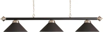 Produktbild von Billard Lampe mit 3 Schirmen matt schwarz für 7- und 8-Fuss-Tische