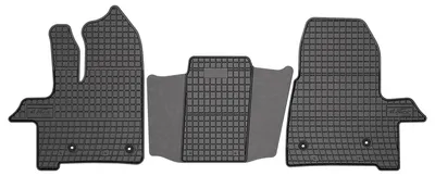 Productafbeelding van Rubberen automatten voor Ford Transit Custom FL 2017-2021 (bestelwagen) – 3-delig, zwart, op maat – Wielganizator SolidPRO