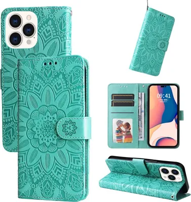 Produktbild von König Design Hülle kompatibel mit Apple iPhone 14 Pro Max Kunstleder Handyhülle - Handy Case Grün