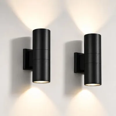 2er-Set LED-Wandleuchten 10W 3000K warmweiß IP65 schwarz