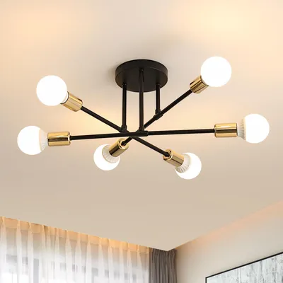 Immagine prodotto di Lampada a sospensione Osairous Sputnik, colore nero e oro, attacco E27 (lampadina non inclusa) – 6 luci, colore nero